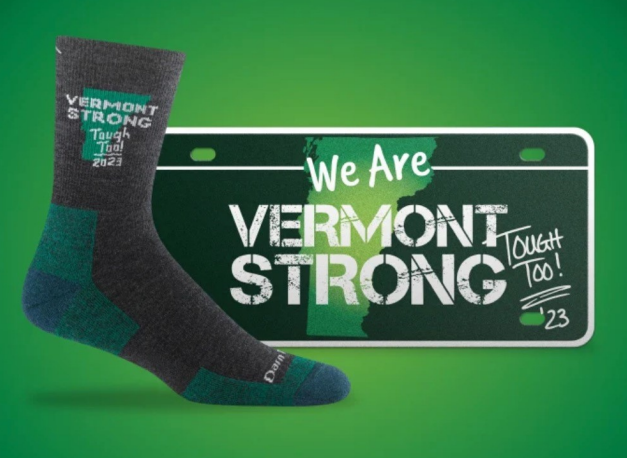 “Tough Too!” plate and Vermont Strong socks bundle
