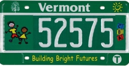 Vanity License Plate ARNCN Vermont Vintage has paint spray on the surface