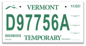 Temporary Plate Issued By Dealers