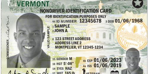 sample Vermont Real ID card