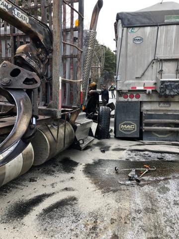 image of the two trucks involved in the crash