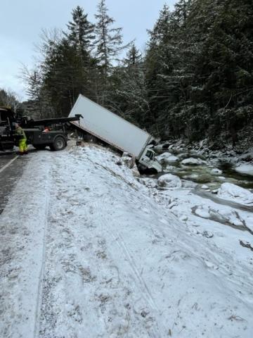 truck off the south side of Route 125