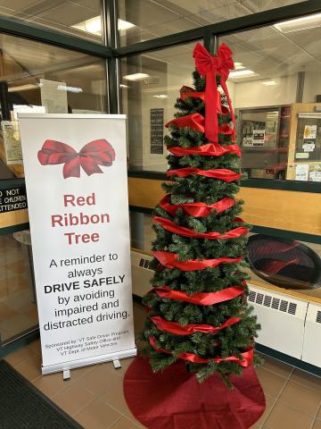 Red Ribbon Tree on display in the Springfield office