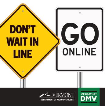 Signs saying "don't wait in line" and "go online"