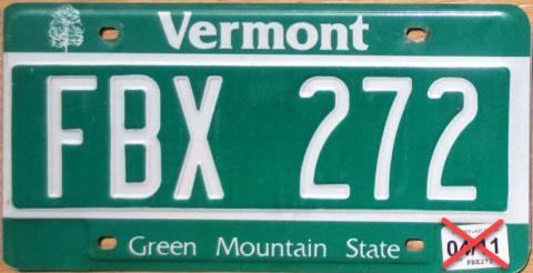 sample of a Vermont license plate