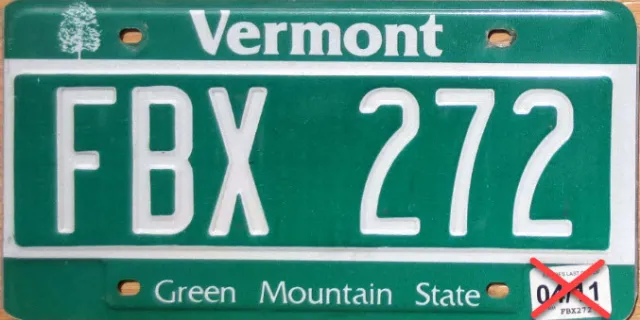 sample of a Vermont license plate